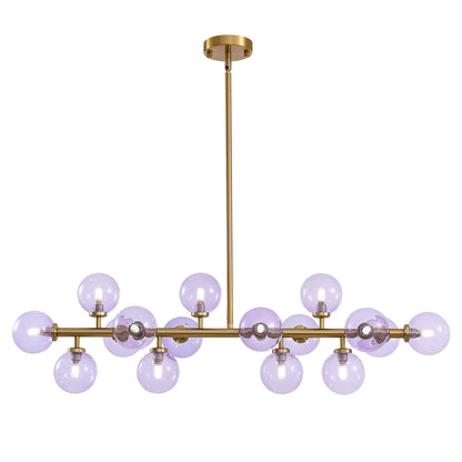 Mid Century Modern Gold Chandelier Rectangle Pendant Fixtures Linear Sputnik Chandeliers for Kitchen Island Dining Room Over Table