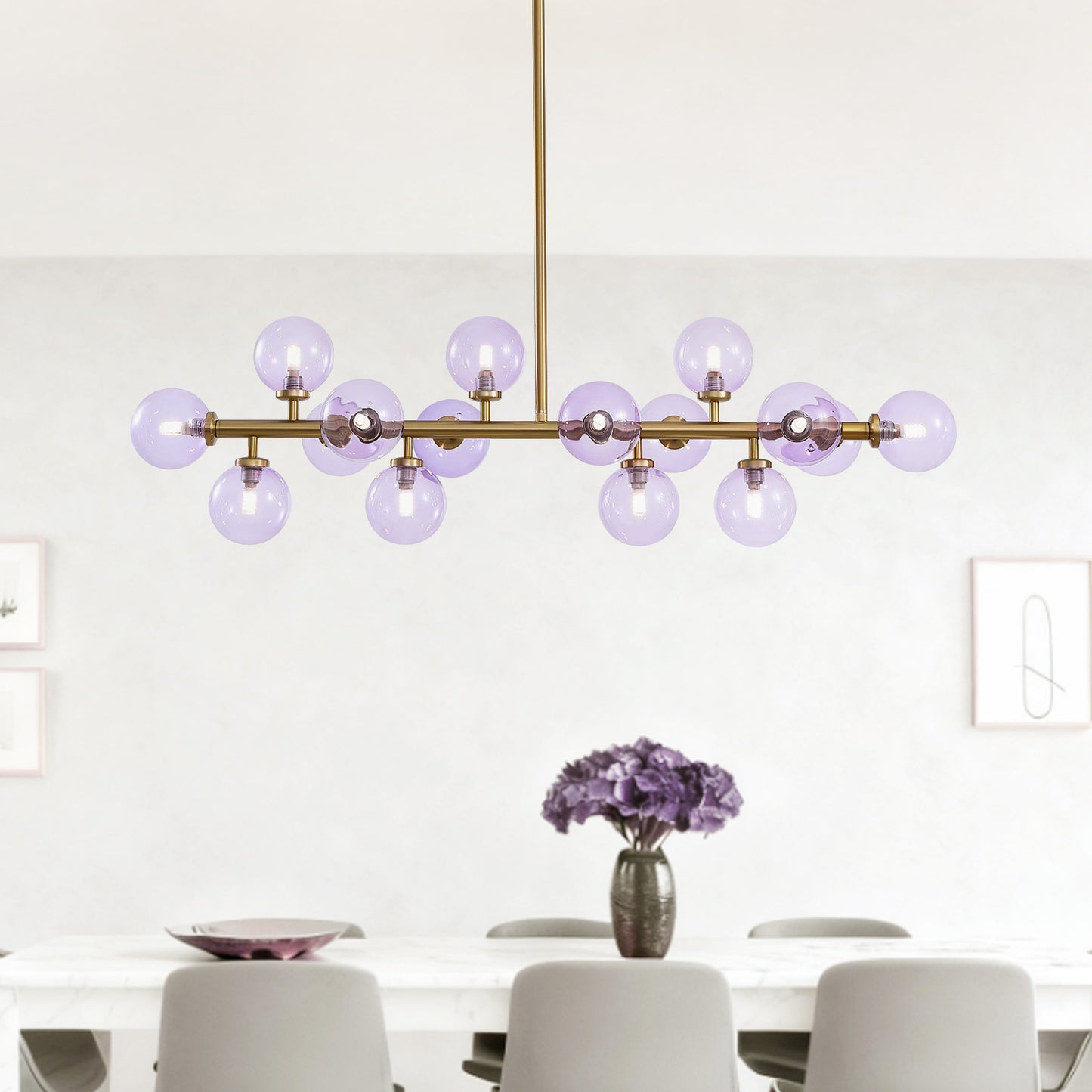 Mid Century Modern Gold Chandelier Rectangle Pendant Fixtures Linear Sputnik Chandeliers for Kitchen Island Dining Room Over Table