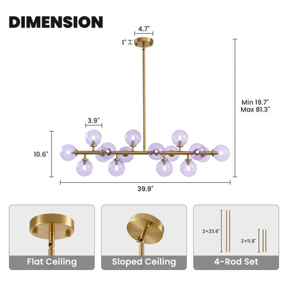 Mid Century Modern Gold Chandelier Rectangle Pendant Fixtures Linear Sputnik Chandeliers for Kitchen Island Dining Room Over Table