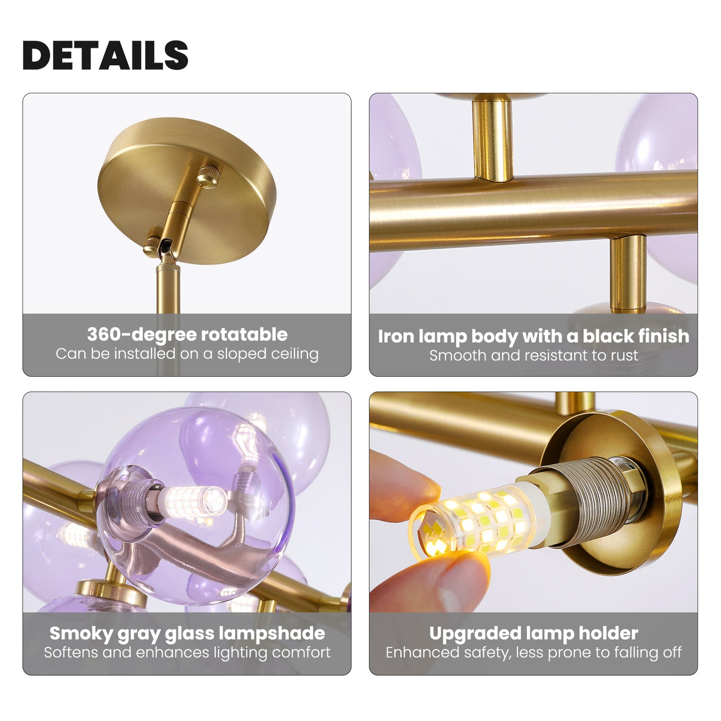 Mid Century Modern Gold Chandelier Rectangle Pendant Fixtures Linear Sputnik Chandeliers for Kitchen Island Dining Room Over Table
