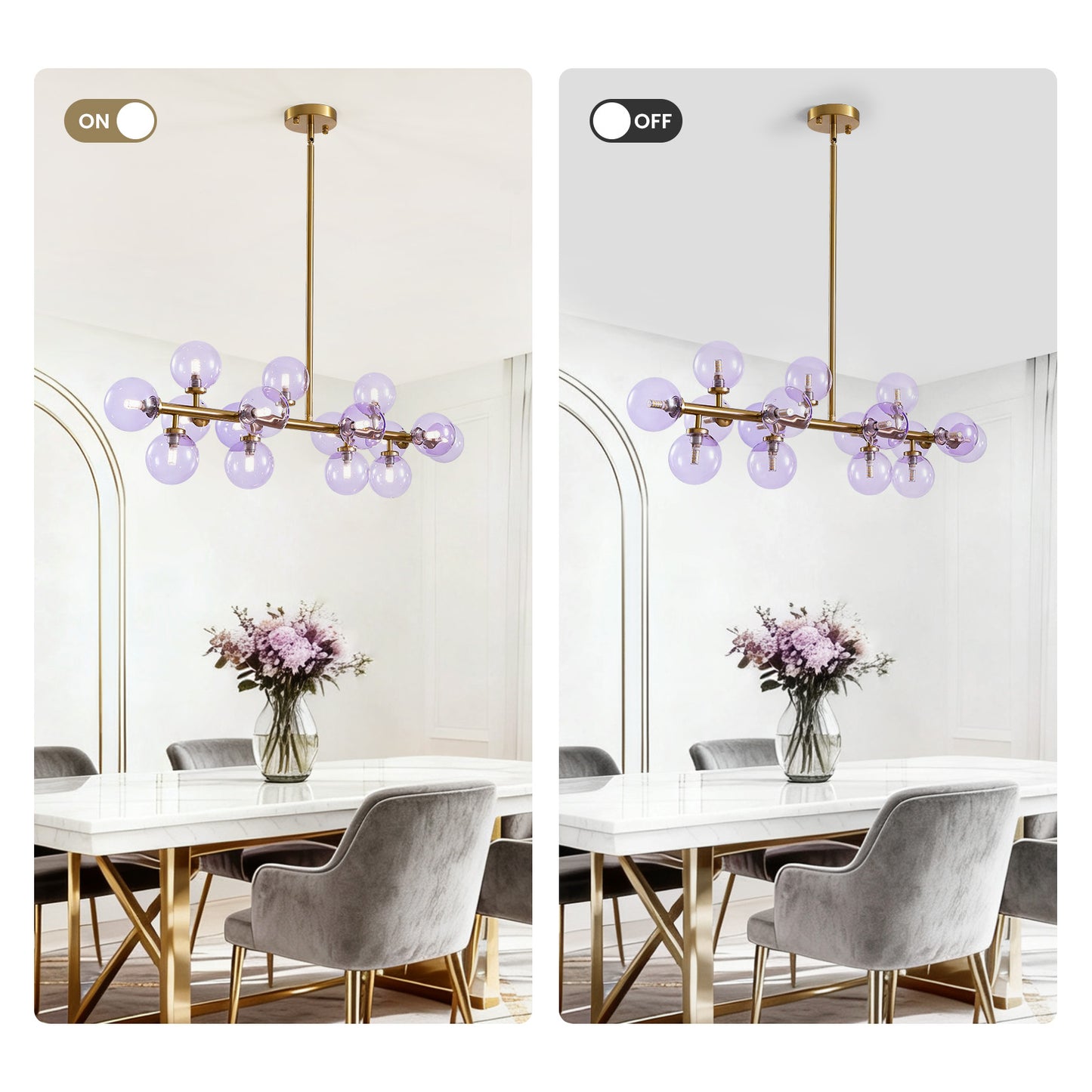 Mid Century Modern Gold Chandelier Rectangle Pendant Fixtures Linear Sputnik Chandeliers for Kitchen Island Dining Room Over Table