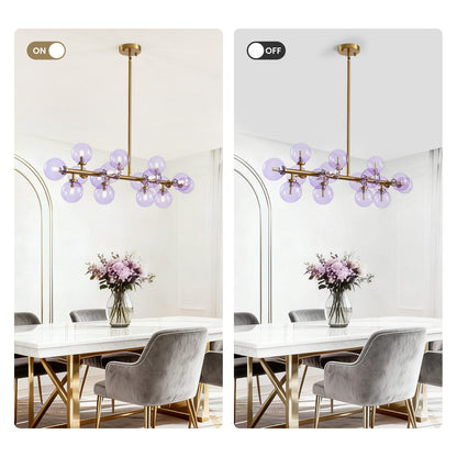 Mid Century Modern Gold Chandelier Rectangle Pendant Fixtures Linear Sputnik Chandeliers for Kitchen Island Dining Room Over Table