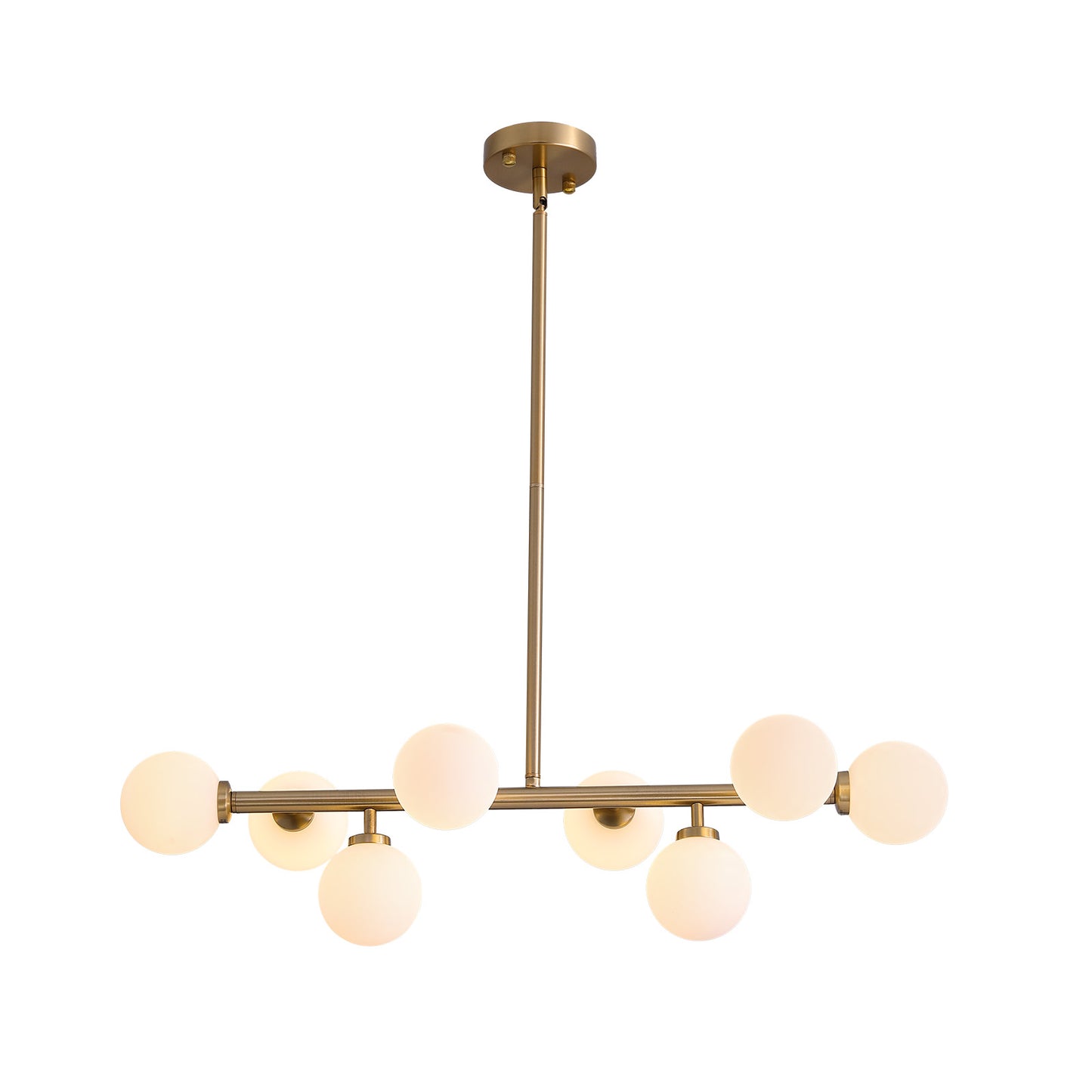 32 in. 8-Light Modern Dimmable Bubble Glass Sputnik Gold Glass Globe Chandelier for Dining Room and Living Room