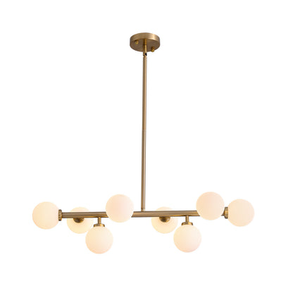 32 in. 8-Light Modern Dimmable Bubble Glass Sputnik Gold Glass Globe Chandelier for Dining Room and Living Room