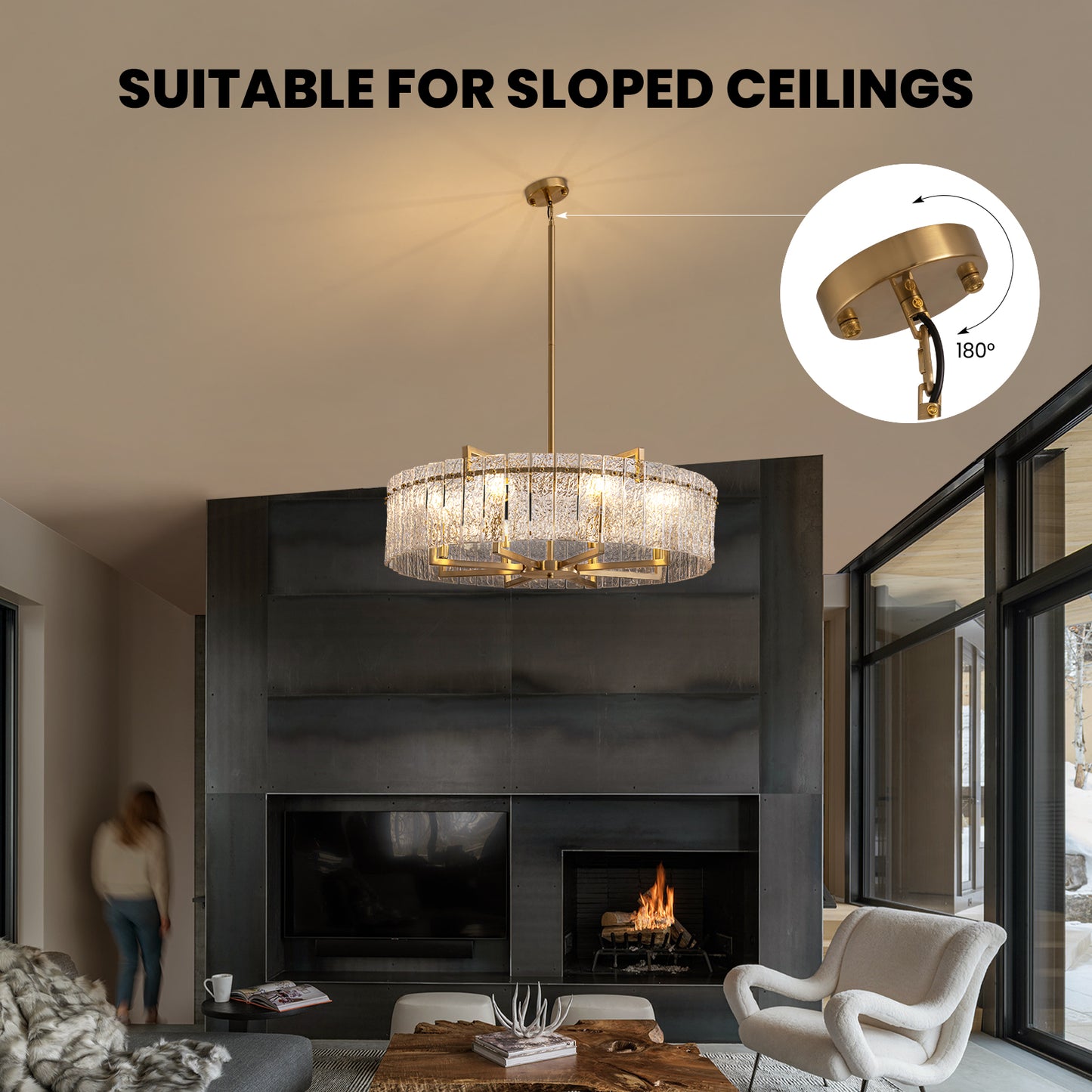 33.5 in. Gold Metal 8-Light Round Drum Chandelier for Living Room and Dining Room