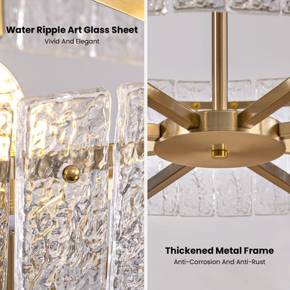 33.5 in. Gold Metal 8-Light Round Drum Chandelier for Living Room and Dining Room