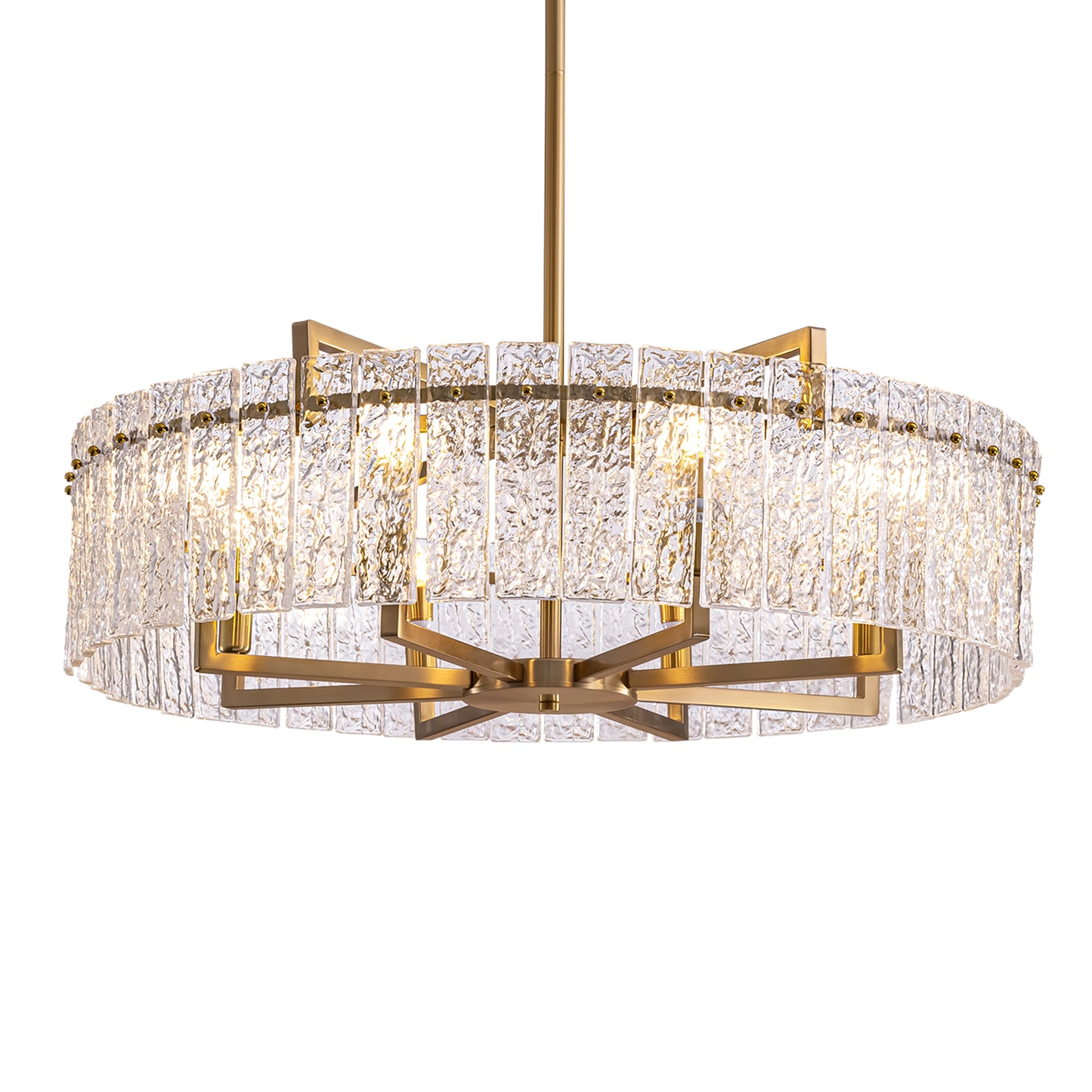 33.5 in. Gold Metal 8-Light Round Drum Chandelier for Living Room and Dining Room