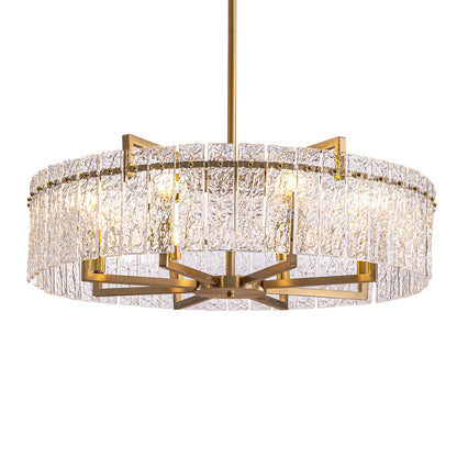 33.5 in. Gold Metal 8-Light Round Drum Chandelier for Living Room and Dining Room