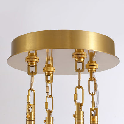 37 in. Modern 10-Light Double-Layer Gold Round Crystal Chandelier Suitable for the Kitchen Living Room and Foyer