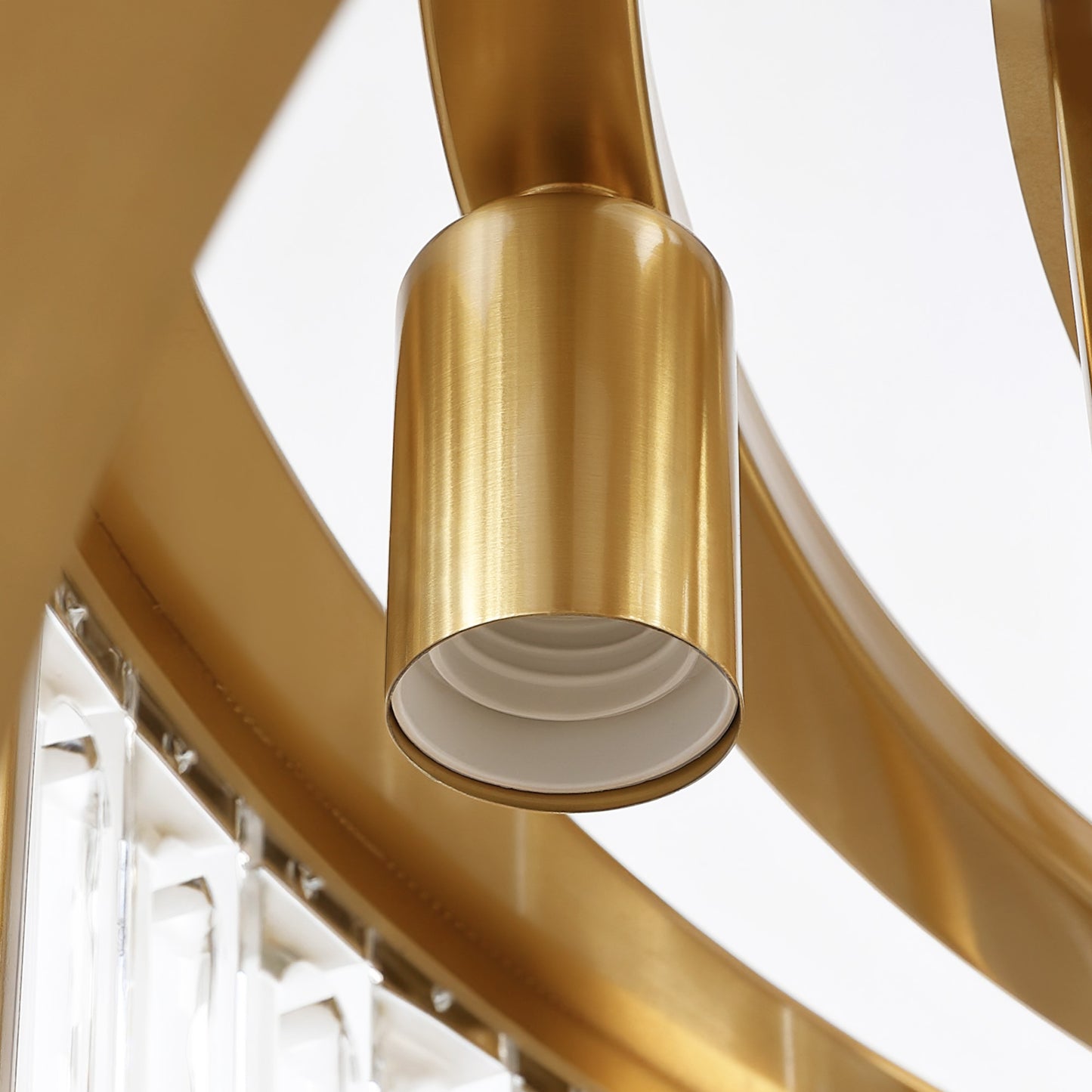 37 in. Modern 10-Light Double-Layer Gold Round Crystal Chandelier Suitable for the Kitchen Living Room and Foyer