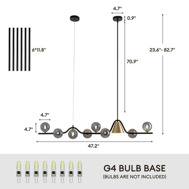 55 in. 9-Light Modern Dimmable Sputnik Black and Gold Globe Chandelier with Light Dining Room or Kitchen