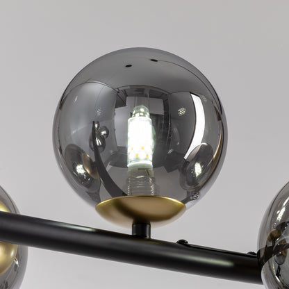 55 in. 9-Light Modern Dimmable Sputnik Black and Gold Globe Chandelier with Light Dining Room or Kitchen