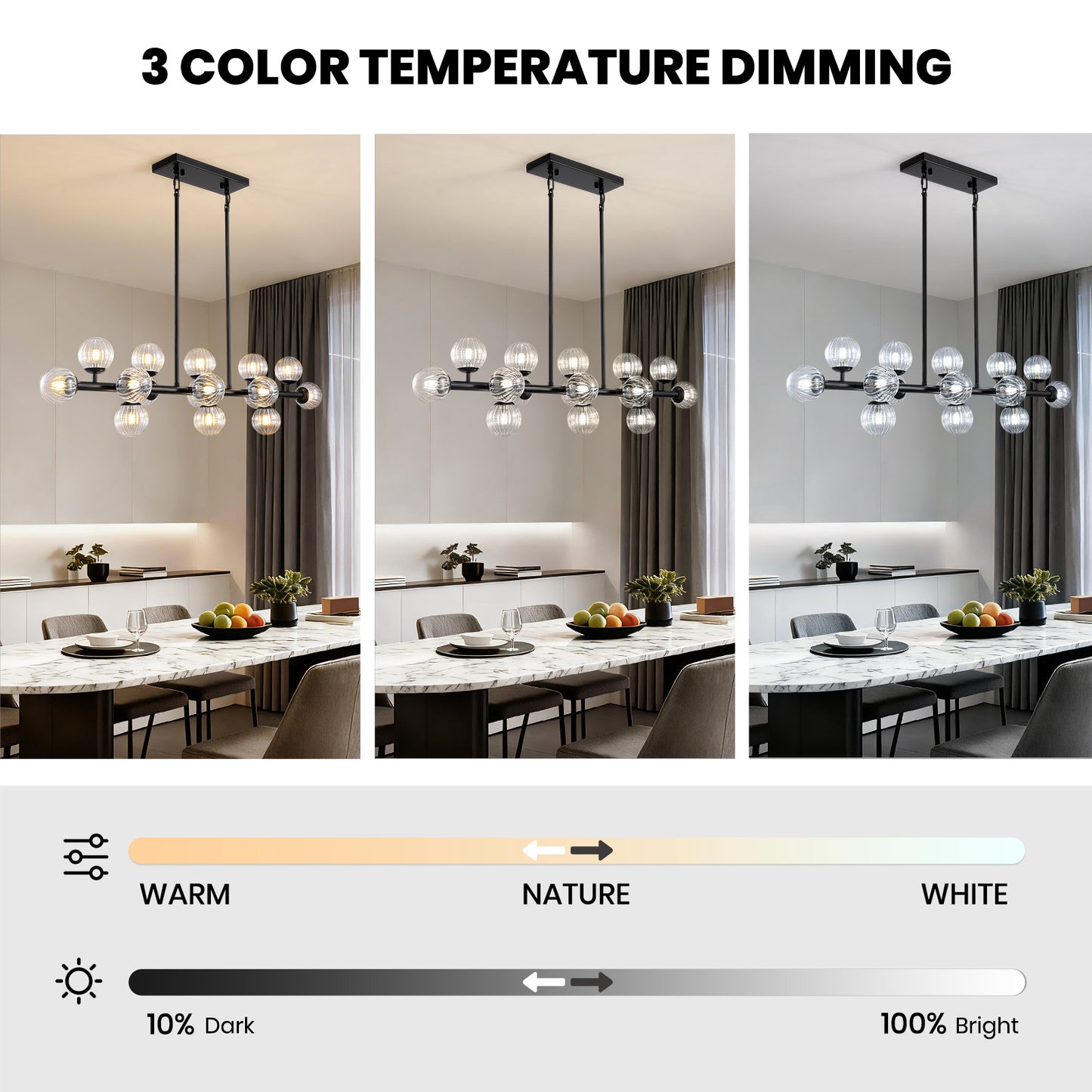 48in 16-Light Black Linear Pendant Light with Clear Glass for Kitchen Island(No Bulbs Included)