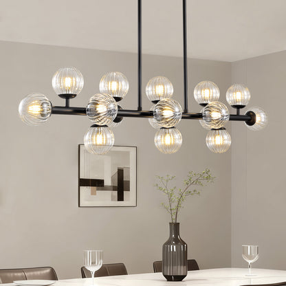 48in 16-Light Black Linear Pendant Light with Clear Glass for Kitchen Island(No Bulbs Included)