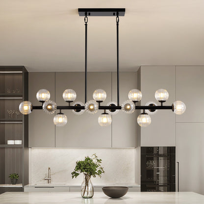 48in 16-Light Black Linear Pendant Light with Clear Glass for Kitchen Island(No Bulbs Included)