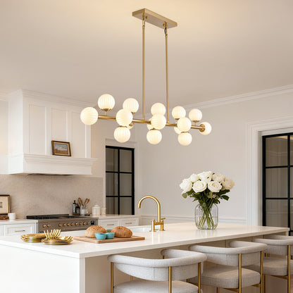 48in 16-Light Adjustable Linear Pendant Light with Iron Frame & Glass (Bulb Not Included)