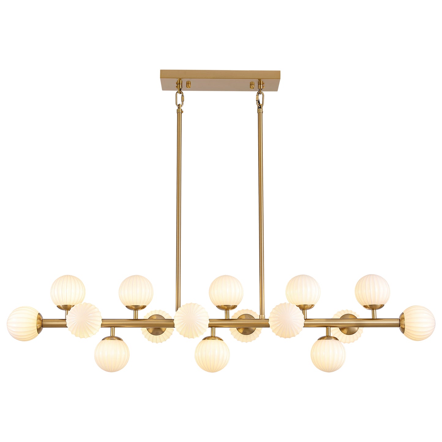 48in 16-Light Adjustable Linear Pendant Light with Iron Frame & Glass (Bulb Not Included)