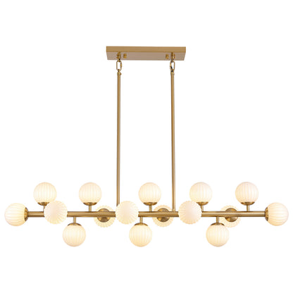 48in 16-Light Adjustable Linear Pendant Light with Iron Frame & Glass (Bulb Not Included)