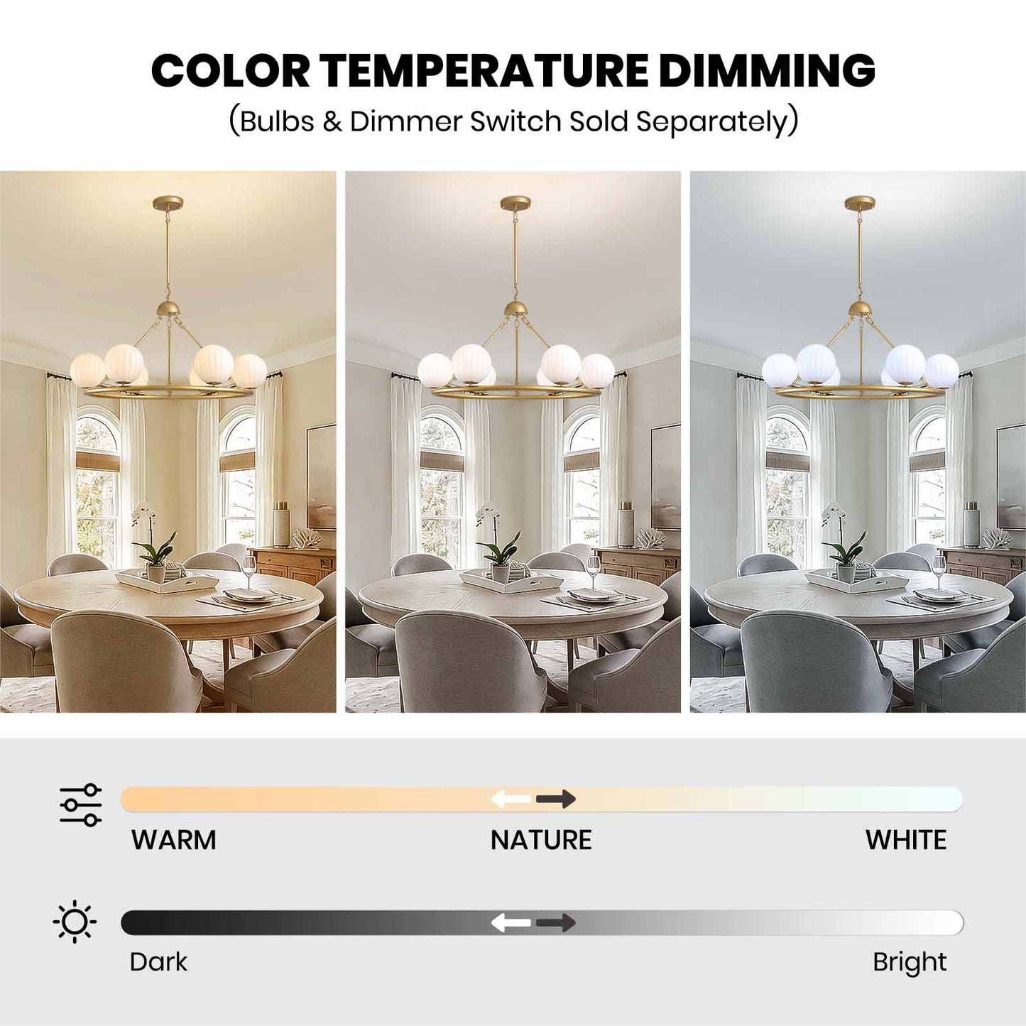 Gold 6-Light Molecular Sphere Round Chandelier Beige Striped Glass Shades Adjustable Height Dimmable(No Bulb)Dining Room