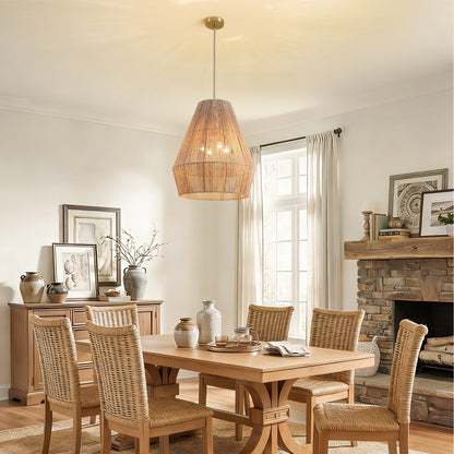 1 Light-Matte Black Hemp Rope Pendant Light (Bulb not Included)