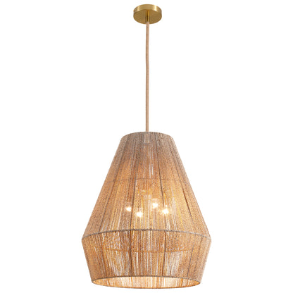 1 Light-Matte Black Hemp Rope Pendant Light (Bulb not Included)