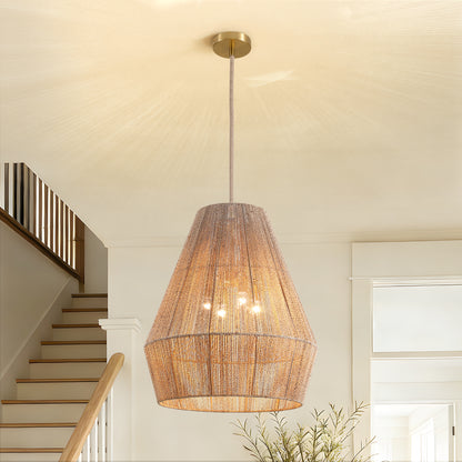 1 Light-Matte Black Hemp Rope Pendant Light (Bulb not Included)