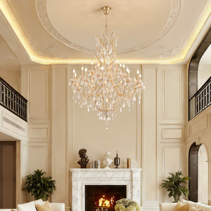 25-Light Large Gold Luxury Modern Maria Theresa Crystal Chandeliers for Living Room Dining Room Foyer
