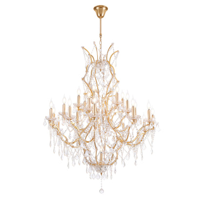 25-Light Large Gold Luxury Modern Maria Theresa Crystal Chandeliers for Living Room Dining Room Foyer