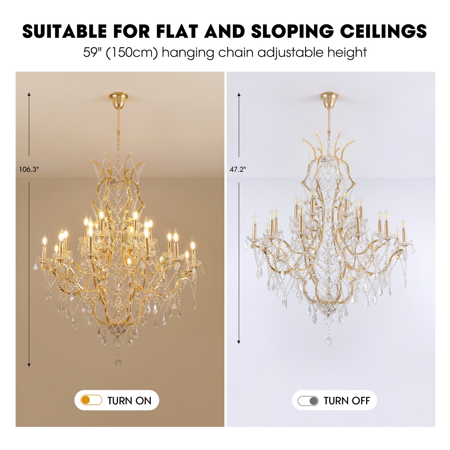 25-Light Large Gold Luxury Modern Maria Theresa Crystal Chandeliers for Living Room Dining Room Foyer