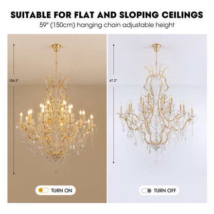 25-Light Large Gold Luxury Modern Maria Theresa Crystal Chandeliers for Living Room Dining Room Foyer