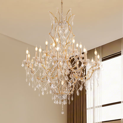 25-Light Large Gold Luxury Modern Maria Theresa Crystal Chandeliers for Living Room Dining Room Foyer