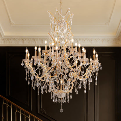 25-Light Large Gold Luxury Modern Maria Theresa Crystal Chandeliers for Living Room Dining Room Foyer
