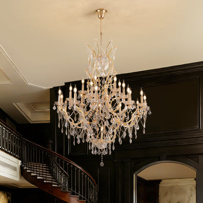 25-Light Large Gold Luxury Modern Maria Theresa Crystal Chandeliers for Living Room Dining Room Foyer