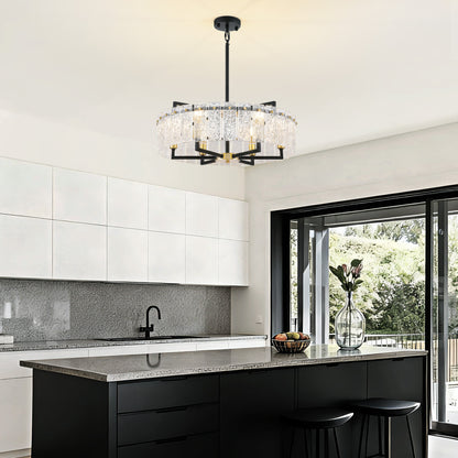 24inch Black and Gold Crackle Glass Chandelier