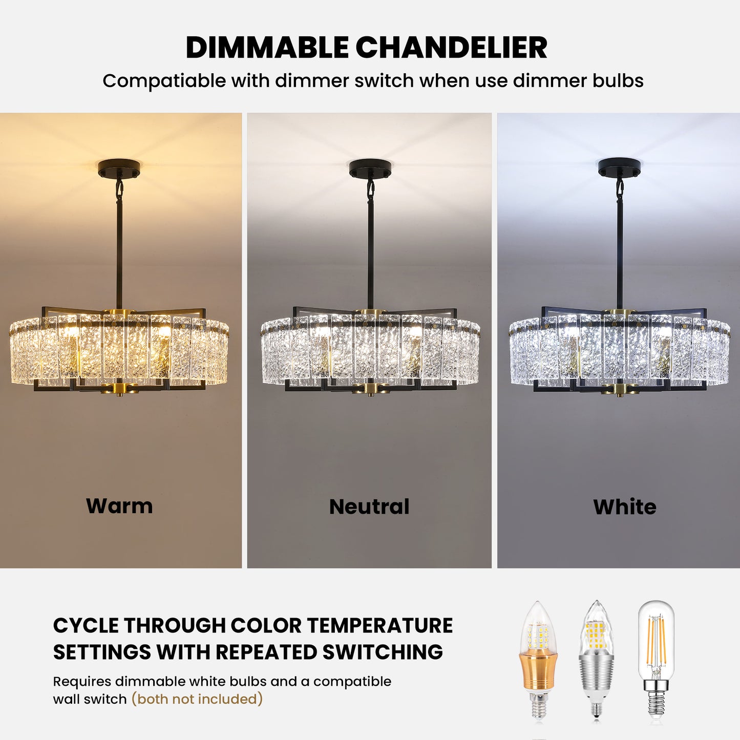 24inch Black and Gold Crackle Glass Chandelier
