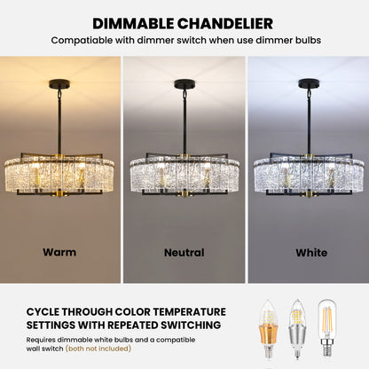 24inch Black and Gold Crackle Glass Chandelier