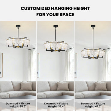 24inch Black and Gold Crackle Glass Chandelier