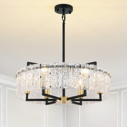 24inch Black and Gold Crackle Glass Chandelier
