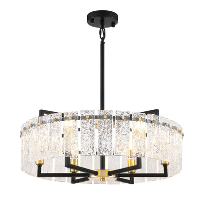24inch Black and Gold Crackle Glass Chandelier