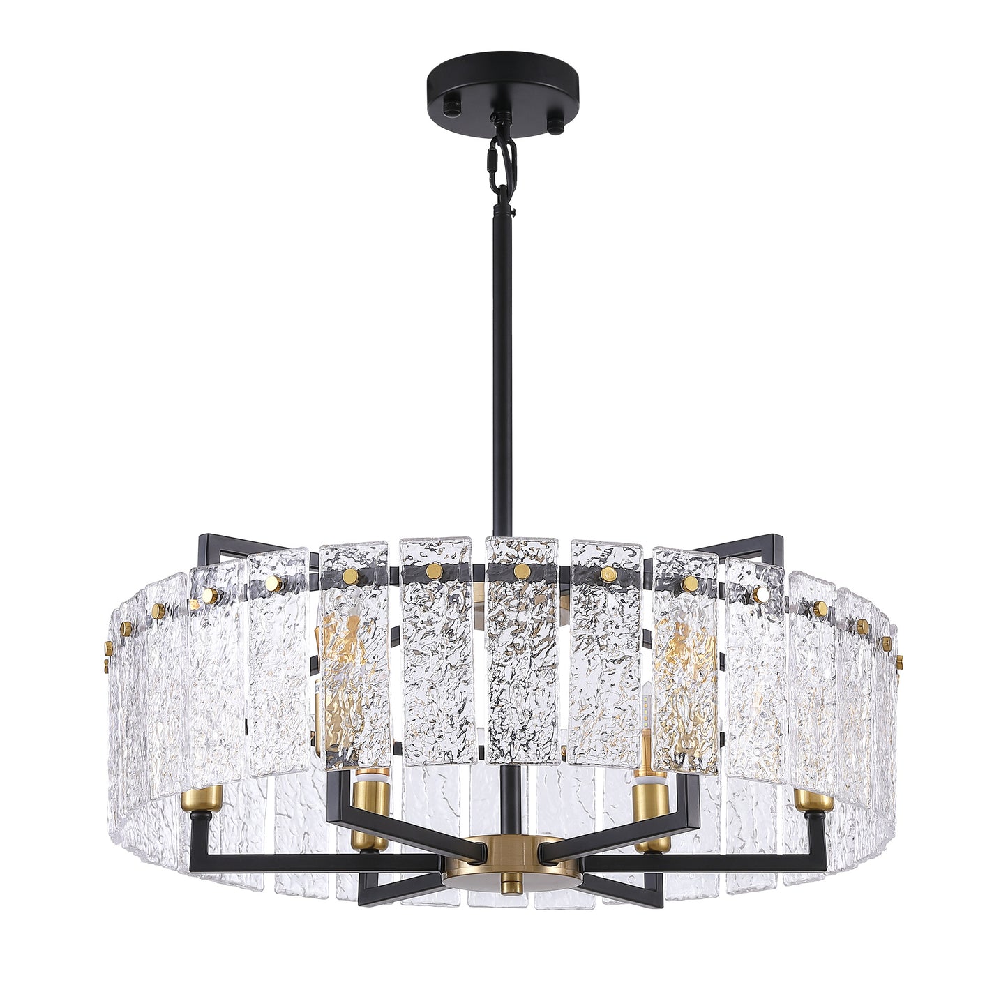 24inch Black and Gold Crackle Glass Chandelier