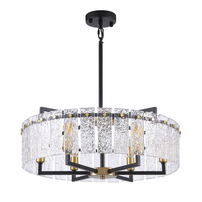 24inch Black and Gold Crackle Glass Chandelier