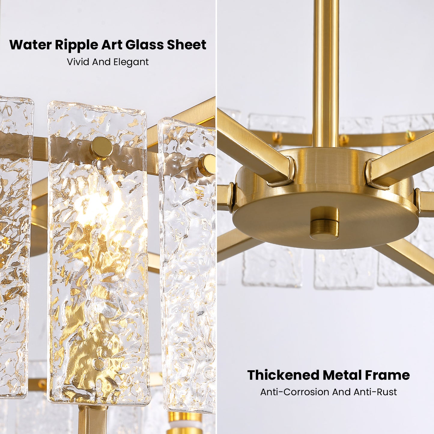24inch Gold Crackle Glass Chandelier
