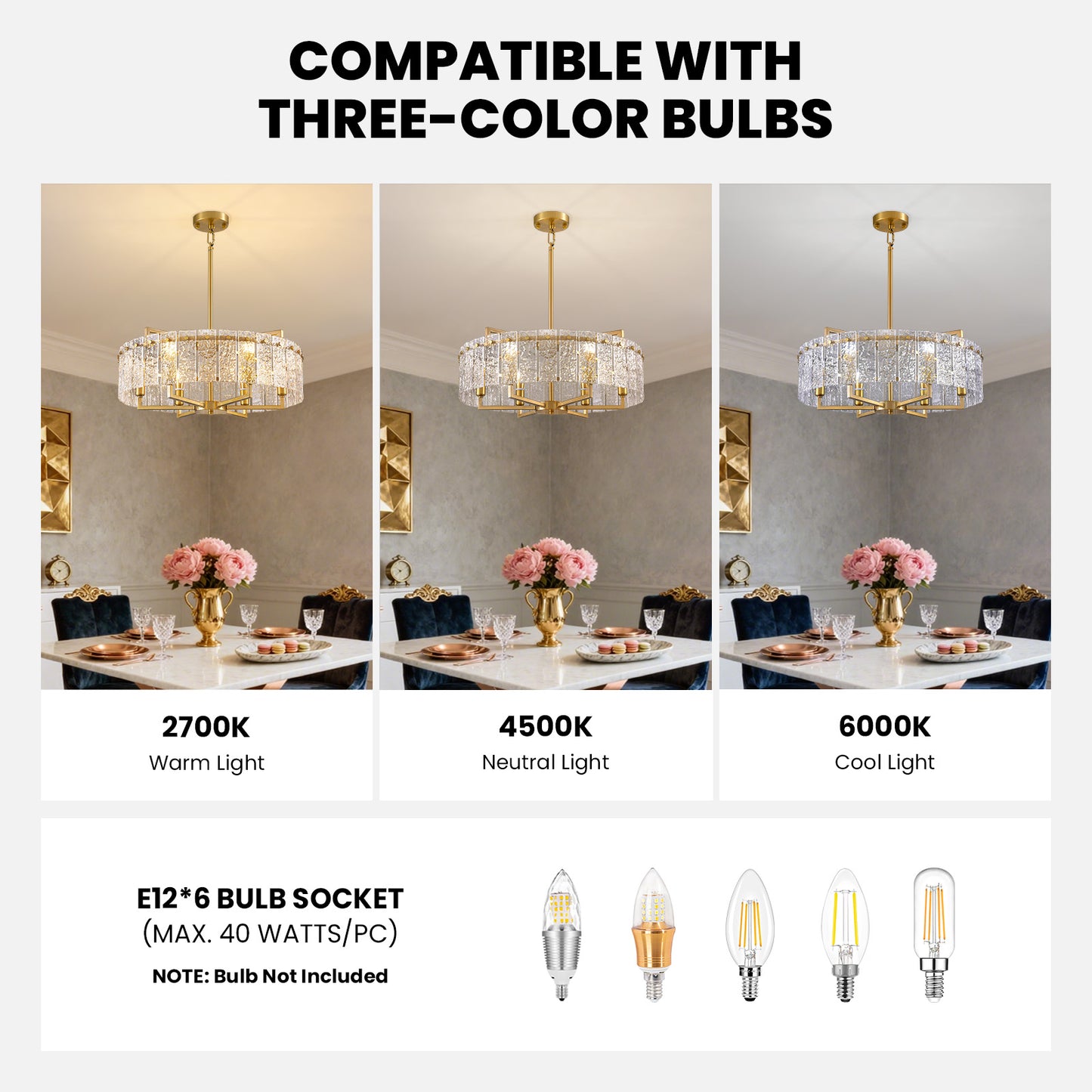 24inch Gold Crackle Glass Chandelier