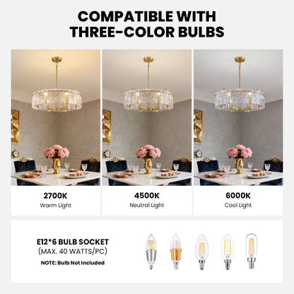 24inch Gold Crackle Glass Chandelier
