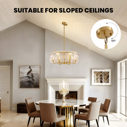 24inch Gold Crackle Glass Chandelier
