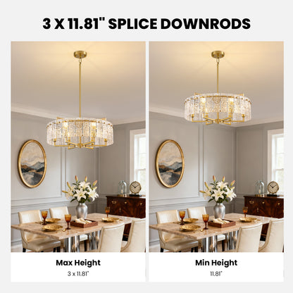24inch Gold Crackle Glass Chandelier