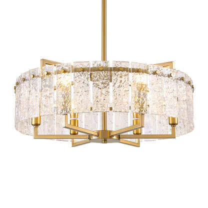 24inch Gold Crackle Glass Chandelier