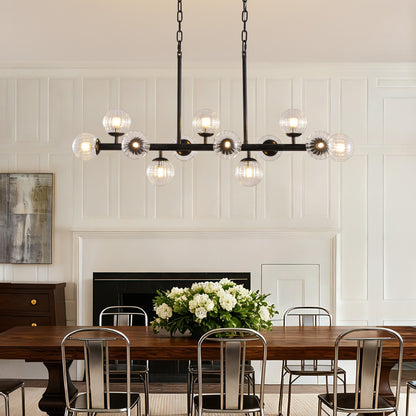 40 in. Modern 12-Light Black Linear Chandelier for Kitchen, Living Room, and Dining Room (Bulbs Not Included)