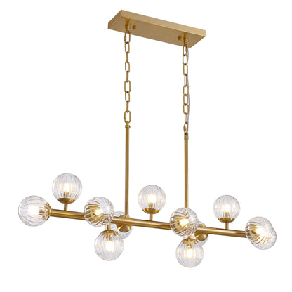 40 in. Modern 12-Light Gold Linear Chandelier for Kitchen, Living Room, and Dining Room (Bulbs Not Included)