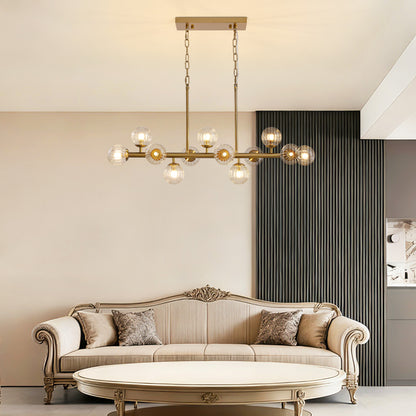 40 in. Modern 12-Light Gold Linear Chandelier for Kitchen, Living Room, and Dining Room (Bulbs Not Included)